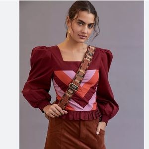 Anthropologie Smocked Puff-Sleeve Blouse